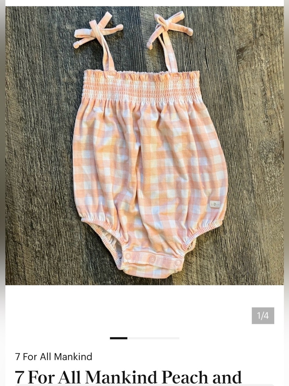 7 For All Mankind Peach and White Baby Romper